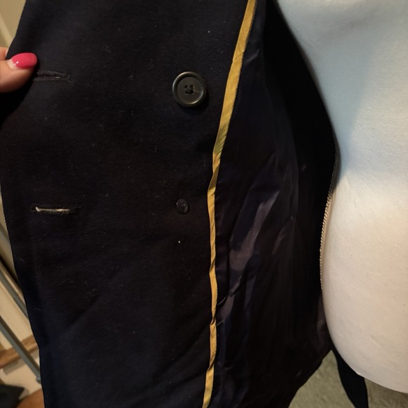 J Crew Womens Size‎ 6 Melton Wool Pea Coat Navy Blue Stadium Jacket Belted - Picture 4 of 7